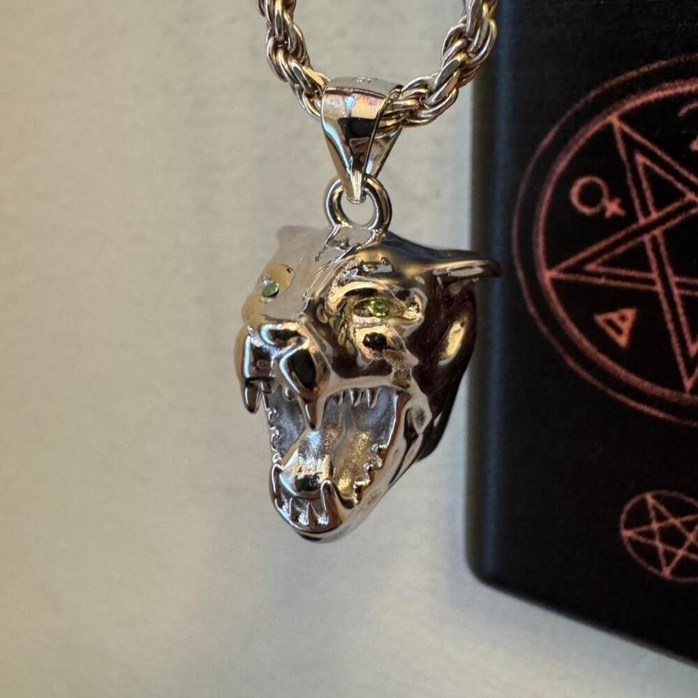 Hard jewelry silver hellcat pendant